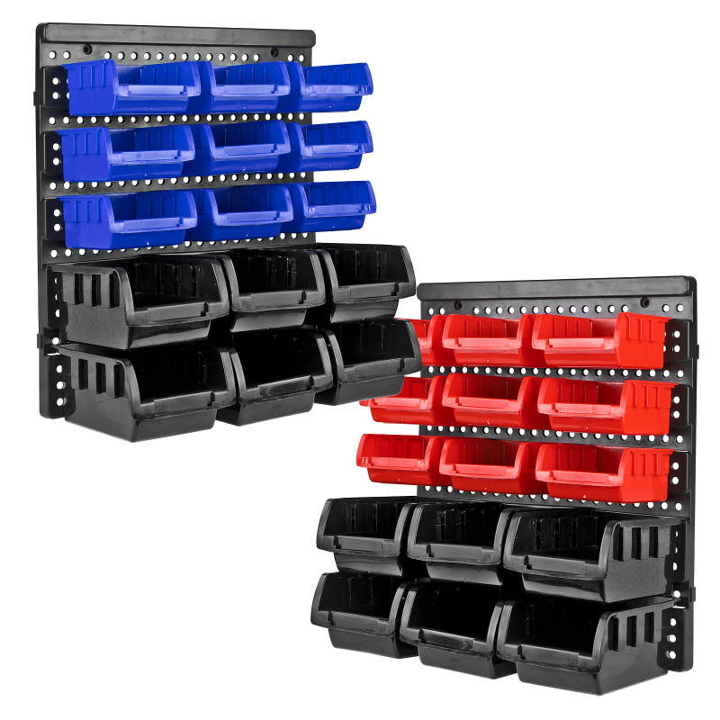 Nástenný závesný regál / organizér s 30 boxami na skrutky a náradie KSR30 Nástenný závesný regál / organizér s 30 boxami na skrutky a náradie KSR30