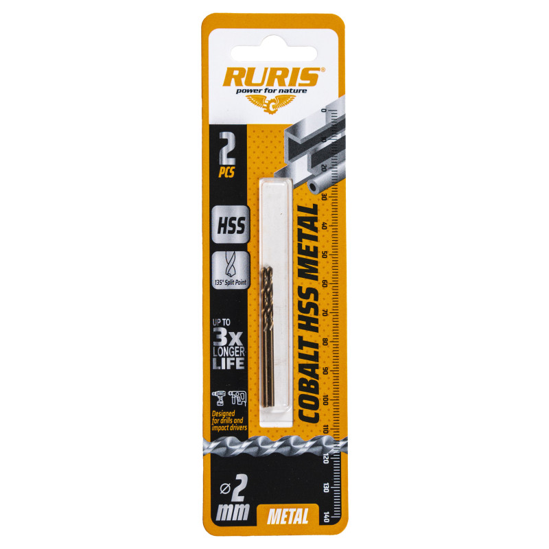 Vrták do kovu Kobalt HSS 2 mm, 2 ks