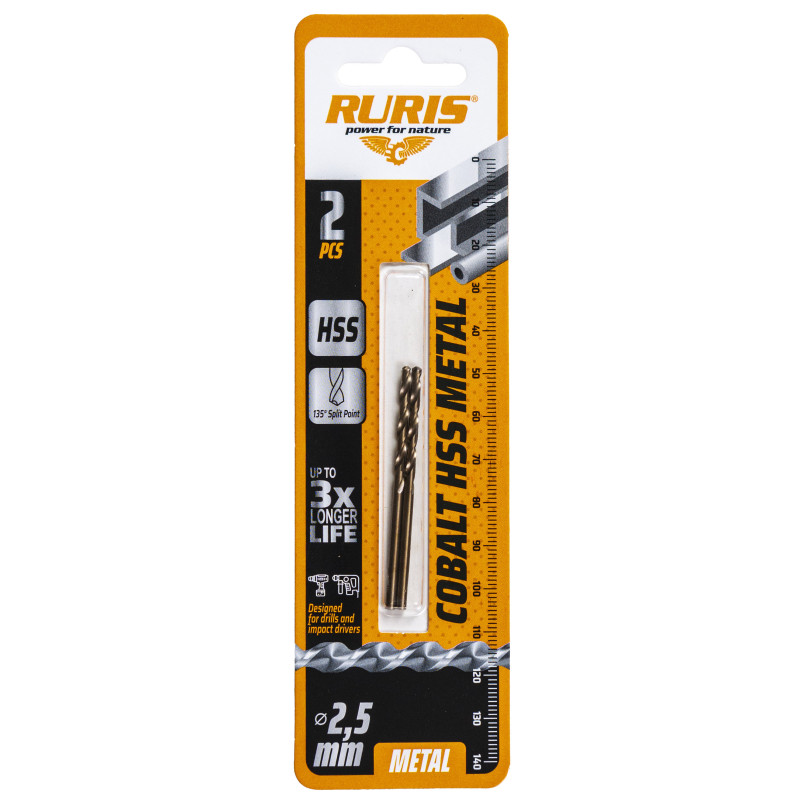 Vrták do kovu Kobalt HSS 2,5 mm, 2 ks