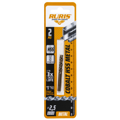 Vrták do kovu Kobalt HSS 2,5 mm, 2 ks