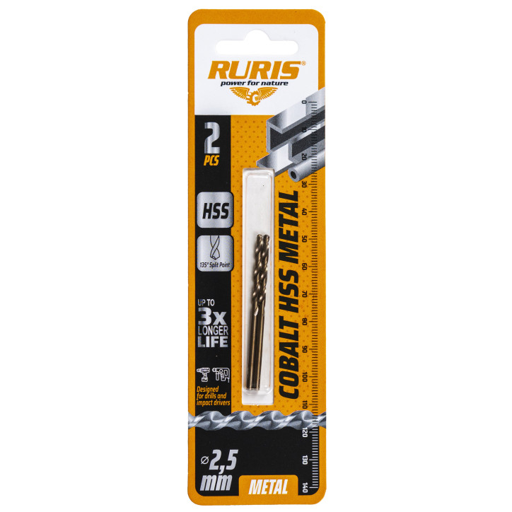 Vrták do kovu Kobalt HSS 2,5 mm, 2 ks
