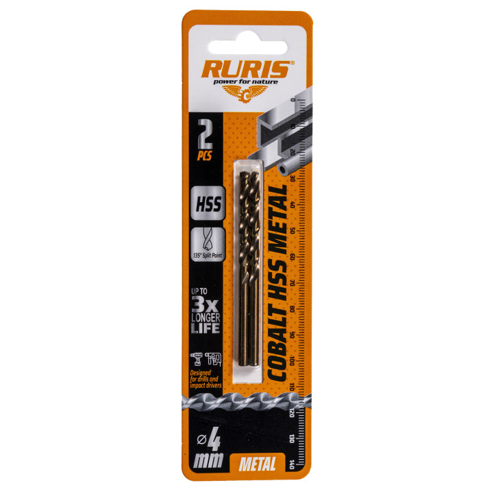 Vrták do kovu Kobalt HSS 4 mm, 2 ks Vrták do kovu Kobalt HSS 4 mm, 2 ks