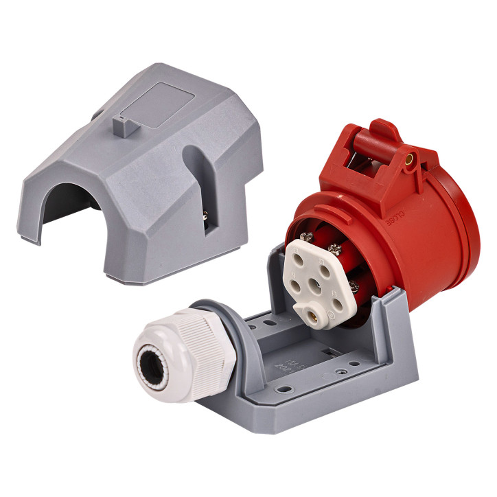 CEE nástenná zásuvka silnoprúdová, 5-pólová, 16 A/400 V, IP44 CEE nástenná zásuvka silnoprúdová, 5-pólová, 16 A/400 V, IP44