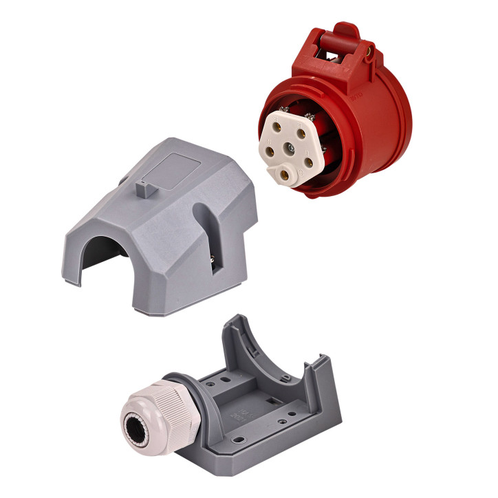 CEE nástenná zásuvka silnoprúdová, 5-pólová, 16 A/400 V, IP44 CEE nástenná zásuvka silnoprúdová, 5-pólová, 16 A/400 V, IP44
