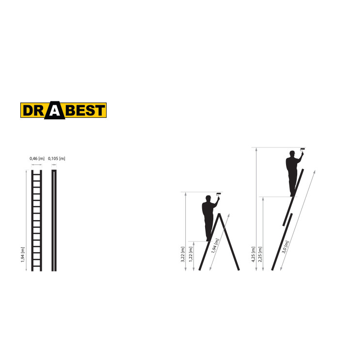Hliníkový rebrík PRO dvojdielny, 2x7 priečok, 150 kg Hliníkový rebrík PRO dvojdielny, 2x7 priečok, 150 kg