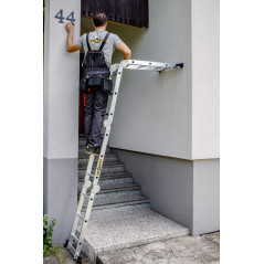 Kĺbový hliníkový rebrík HOME multifunkčný 4x3 s plošinou, 125 kg