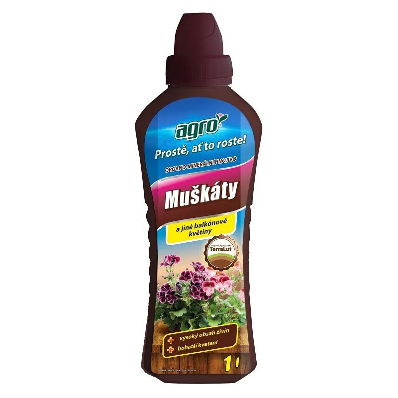 Kvapalné organicko-minerálne hnojivo na muškáty 1 L