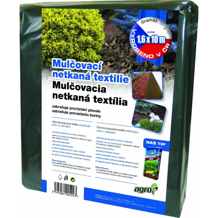 Mulčovacia netkaná textília 50 g, čierna, 1,6x5 m Mulčovacia netkaná textília 50 g, čierna, 1,6x5 m