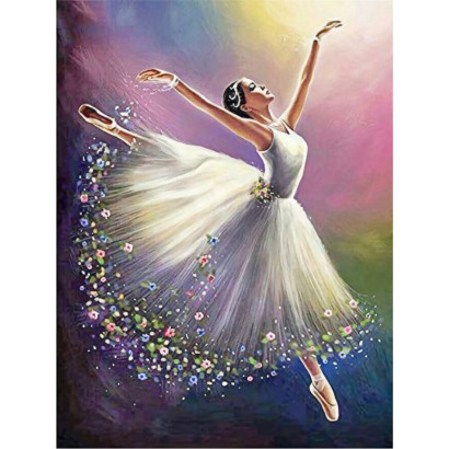 Diamantové maľovanie Baletka v bielom 40x30 cm