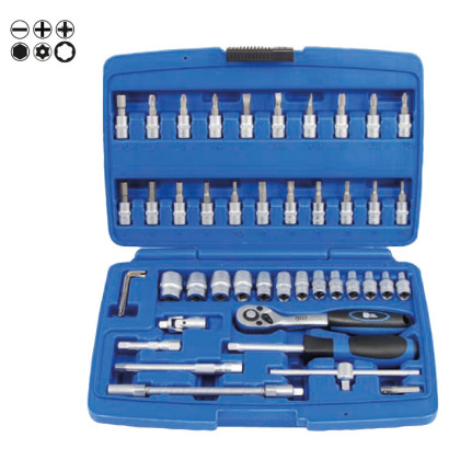 Gola sada 1/4", Super-Lock 4 - 14 mm, Torx, 47 dielov