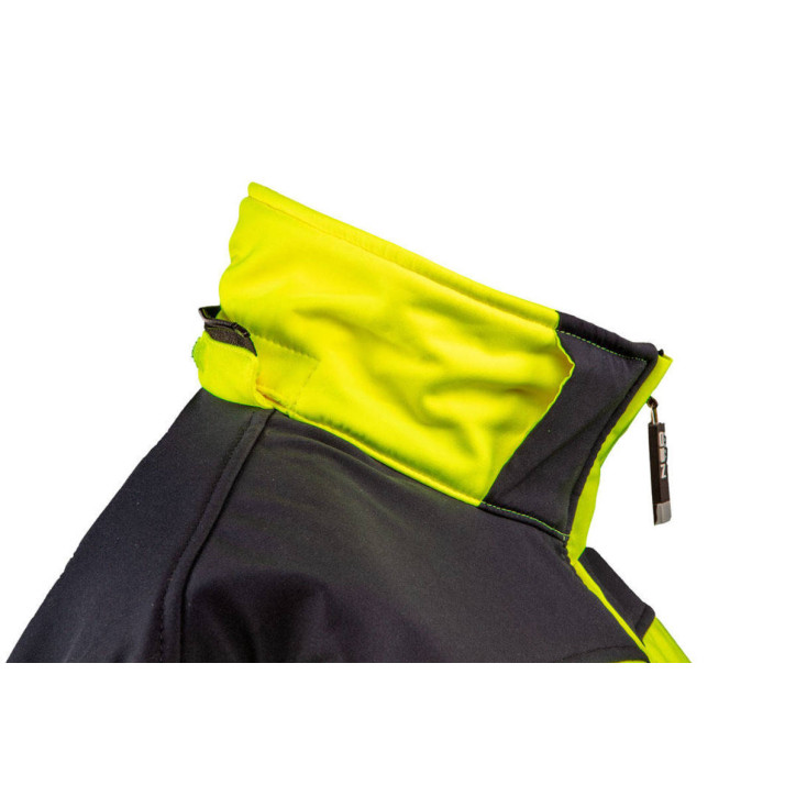 Pracovná bunda výstražná, softshell s kapucňou, žltá, veľkosť XXL