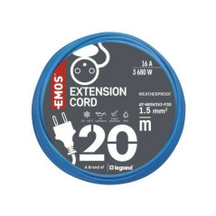 Predlžovací kábel 1,5mm2 Weatherproof IP44, 20 m, modrý