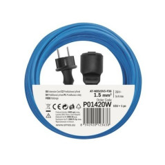 Predlžovací kábel 1,5mm2 Weatherproof IP44, 20 m, modrý
