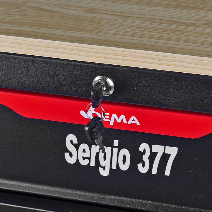 Dielenský vozík s 377-dielnou súpravou náradia Sergio, čierna/červená