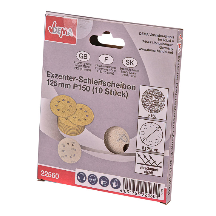 Brúsny papier pre excentrickú brúsku 125 mm P150, 10 ks