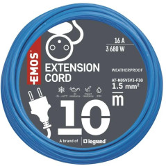 Špeciálny predlžovací kábel 1,5mm2 Weatherproof IP44, 10 m, modrý