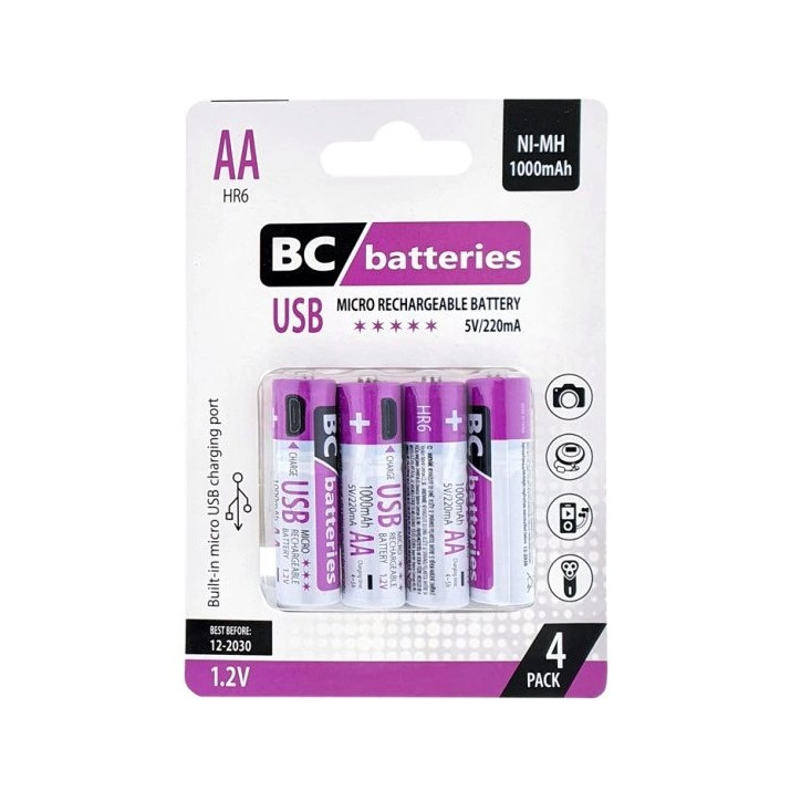 Tužkové batérie AA 1,2 V nabíjateľné, 1000 mAh, 4 ks