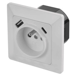 Zásuvka s USB A a USB C, biela