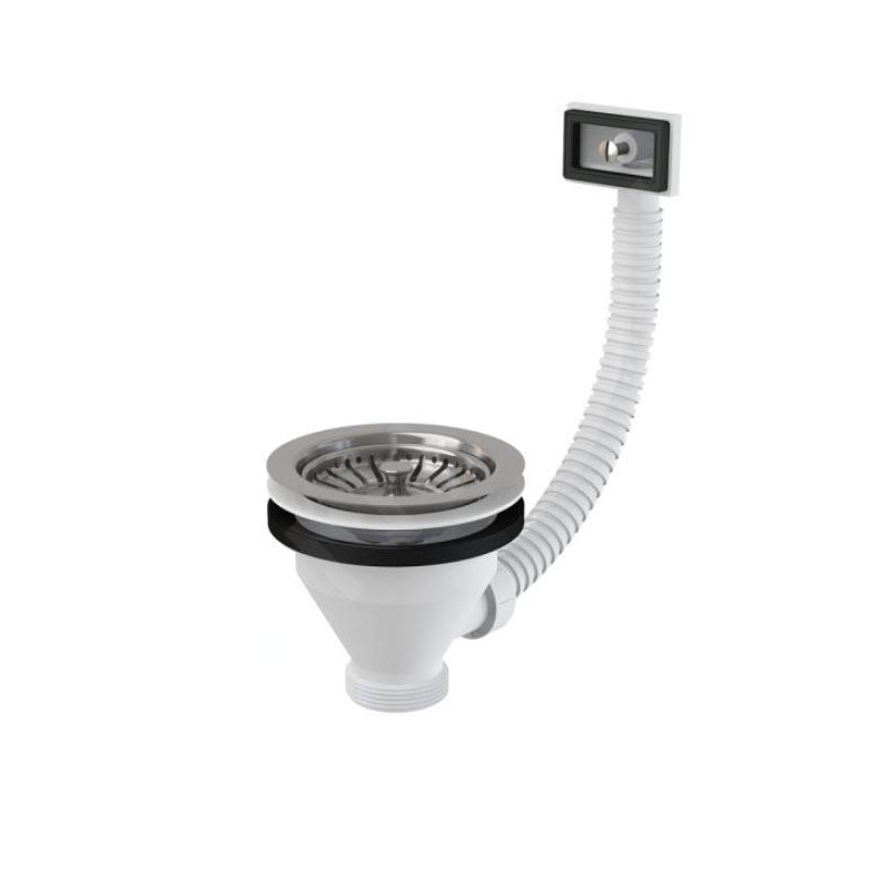 Drezová výpusť 6/4" s nerezovou mriežkou DN 115 a flexi prepadom