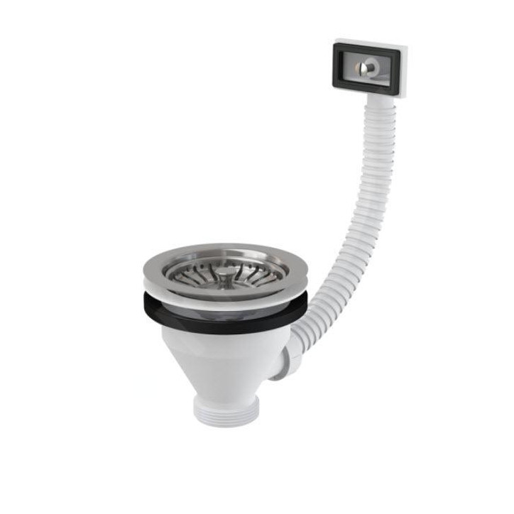 Drezová výpusť 6/4" s nerezovou mriežkou DN 115 a flexi prepadom