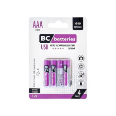 Tužkové batérie AAA 1,2 V nabíjateľné, 400 mAh, 4 ks