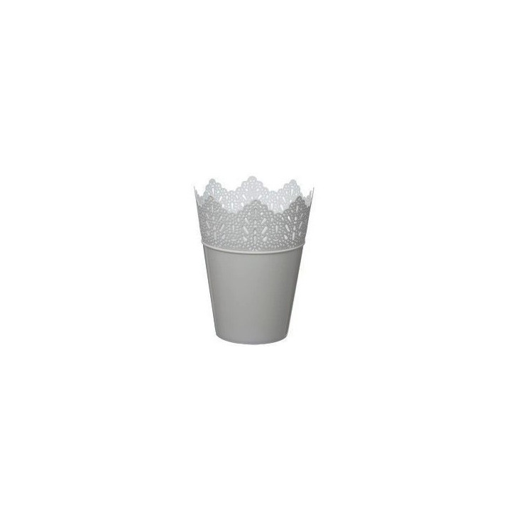 Plastový obal na kvetináč Korunka 16,5x22 cm strieborný