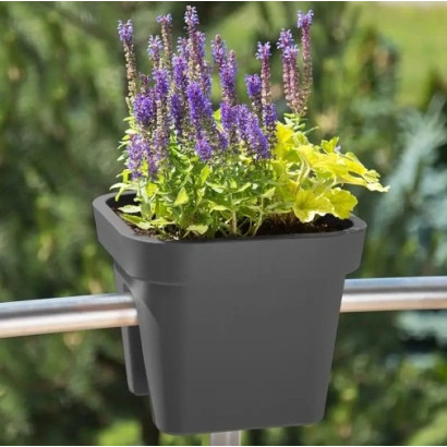 Balkónový kvetináč na zábradlie 45x29x24,5 cm Lobelia, antracit
