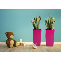 Plastový kvetináč s vnútornou vložkou 25x25x46 cm Finezia, fuksia