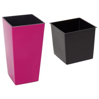 Plastový kvetináč s vnútornou vložkou 25x25x46 cm Finezia, fuksia