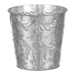 Kovový obal na kvetináč s dekorom imela 15 cm, strieborný
