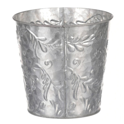 Kovový obal na kvetináč s dekorom imela 15 cm, strieborný