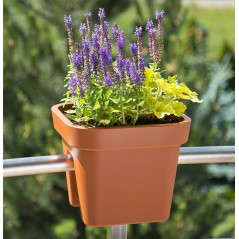 Balkónový kvetináč na zábradlie 29x29x24 cm Lobelia, terakota