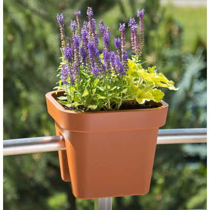 Balkónový kvetináč na zábradlie 29x29x24 cm Lobelia, terakota