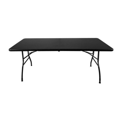 Záhradný rozkladací set stôl a dve lavice 180 cm, čierny