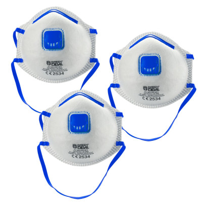 Ochranná maska proti jemnému prachu FFP2 s výdychovým ventilom, 3 ks
