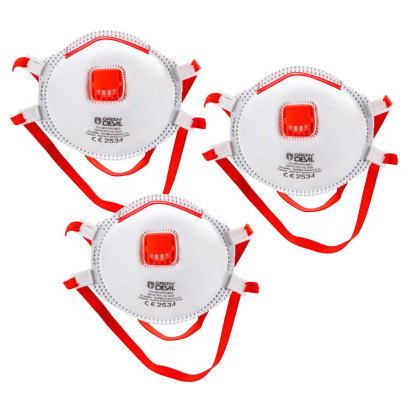 Ochranná maska proti jemnému prachu FFP3 s výdychovým ventilom, 3 ks