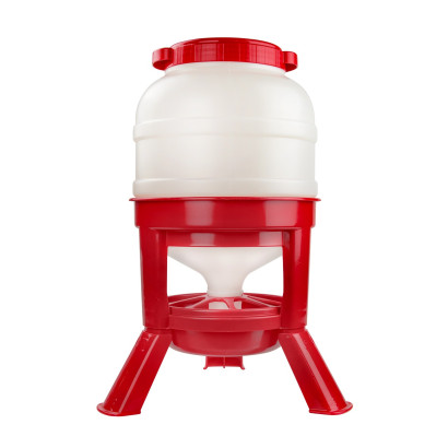 MenaVET Kŕmny automat pre hydinu silo 30 litrov, červeno-biely
