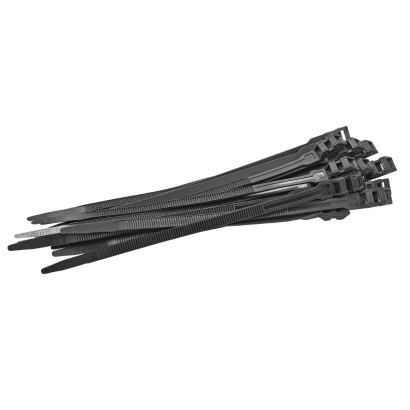 Sťahovacie pásky s vysokou pevnosťou 9x260 mm, čierne, 25 ks