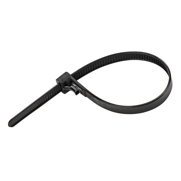 Sťahovacie pásky uvoľniteľné 7,2x200 mm, čierne, 50 ks