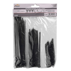 Sťahovacie pásky plastové 100/150/200 mm, čierne, 3x 25 ks