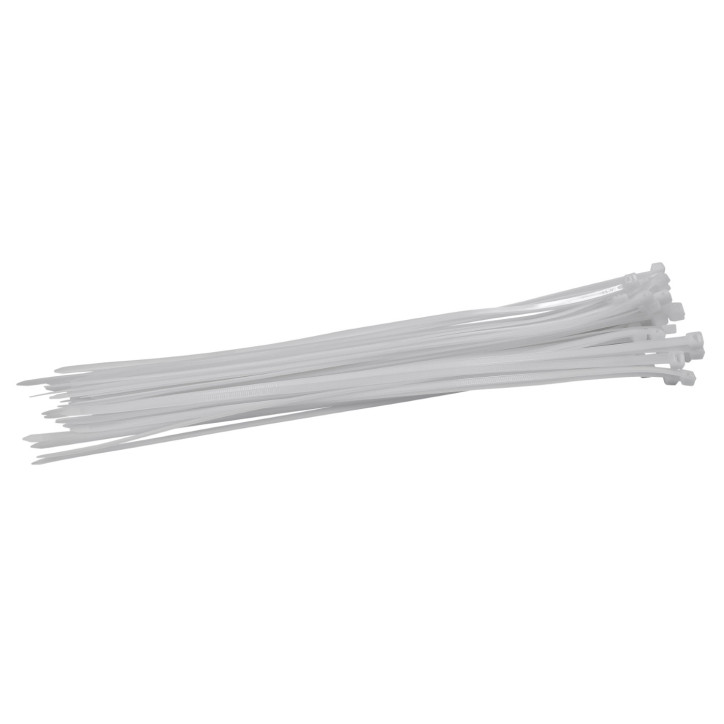 Sťahovacie pásky plastové 7,6x450 mm, biele, 50 ks