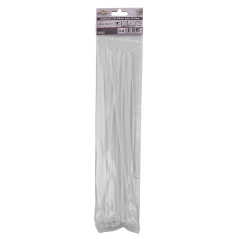 Sťahovacie pásky plastové 4,8x350 mm, biele, 50 ks