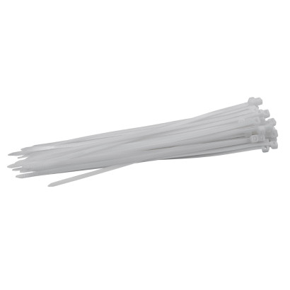 Sťahovacie pásky plastové 4,8x250 mm, biele, 50 ks