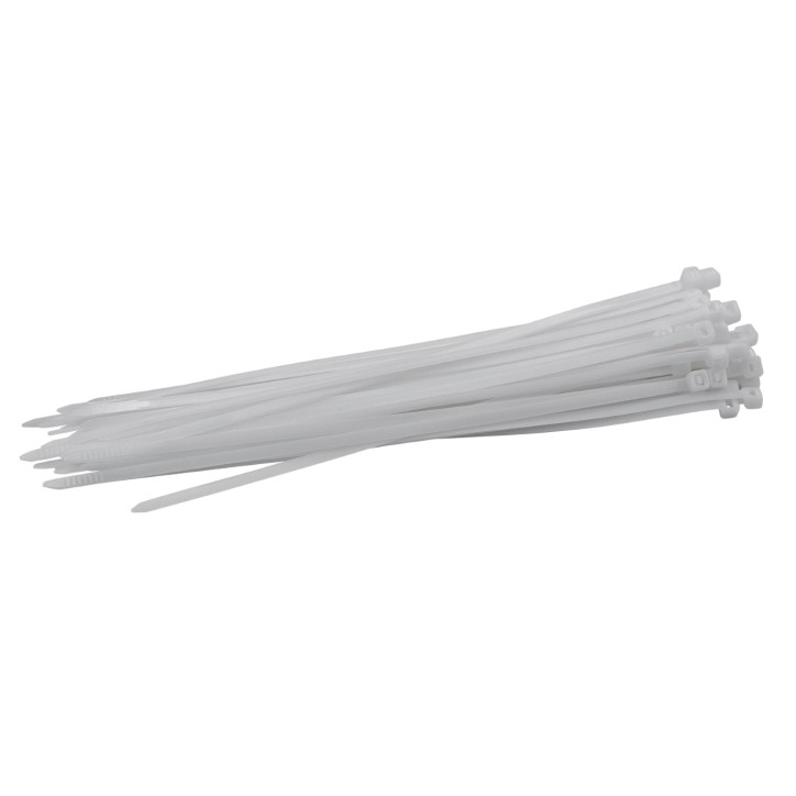 Sťahovacie pásky plastové 4,8x250 mm, biele, 50 ks
