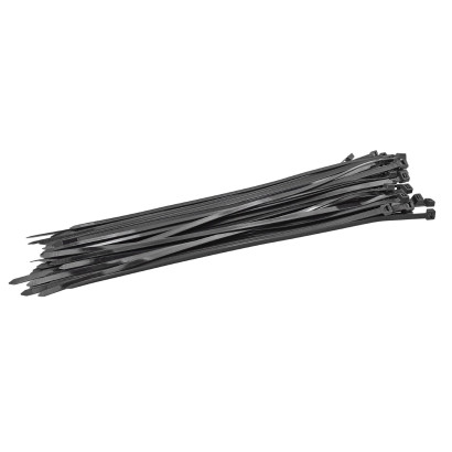 Sťahovacie pásky plastové 7,6x450 mm, čierne, 50 ks
