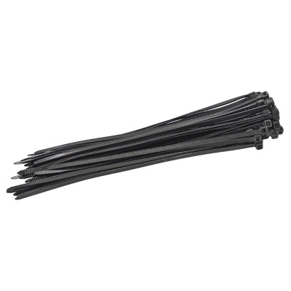 Sťahovacie pásky plastové 4,8x250 mm, čierne, 50 ks