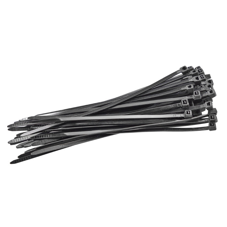 Sťahovacie pásky plastové 3,6x150 mm, čierne, 50 ks