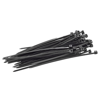 Sťahovacie pásky plastové 2,5x100 mm, čierne, 50 ks