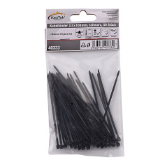 Sťahovacie pásky plastové 2,5x100 mm, čierne, 50 ks