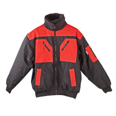 Celoročná pracovná bunda 4v1, čierna/červená, XL